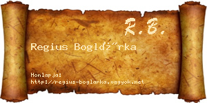 Regius Boglárka névjegykártya